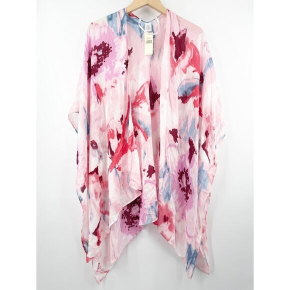 COLLECTION EIGHTEEN Wrap Scarf NWT Warm Pink Multi Spring Lightweight Colorful - Picture 1 of 14